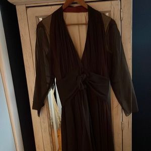 Mother of bride dark brown chiffon dress. Ankle length. Good condition.